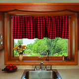 Yeknu Check Plaid Window Valances Red and Black Farmhouse Design Window Treatment Decor Curtains Rod Pocket Valances for Kitch