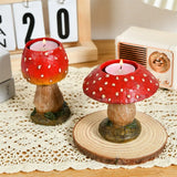 Yeknu Nordic Resin Mushroom Candle Holder Ornaments  Living Room Bedroom Red Mushroom Candle Tray Handicraft Christmas Decoration