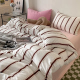 Yeknu Ins Stripes Bedding Set with Pillowcase bed sheet Single Full Size Bed Linen Duvet Cover Set Queen/King Double Comforter Cover