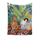 Yeknu Jungle Tiger & Girl Wall Tapestry