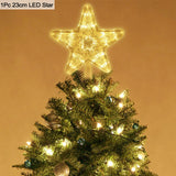 Yeknu LED Light Up Christmas Tree Star Topper Xmas Tree Ornaments Lamp 2025 New Year Decorations For Home Navidad Natal Noel