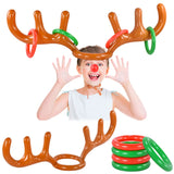 Yeknu Christmas Inflatable Reindeer Antler Hat Ring Toss Funny Family Game Kids Gift Toy Xmas Party Supplies 2024 Christmas Home Decor