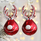 Yeknu 2pcs Elk Christmas Balls Ornaments Xmas Tree Hanging Bauble Pendant  Christmas Decorations for Home New Year Party Navidad