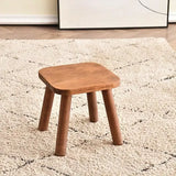 Yeknu 1pc All Solid Wood Shoe Changing Stool Small Walnut Color Stool Furniture for Living Room Entrance Bathroom Bedroom Kitchen