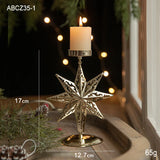 Yeknu Christmas Golden Wrought Iron Candlestick Star Elk Christmas Tree Candle Holder Merry Christmas New Year Table Decoration