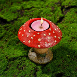 Yeknu Nordic Resin Mushroom Candle Holder Ornaments  Living Room Bedroom Red Mushroom Candle Tray Handicraft Christmas Decoration