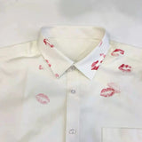 Yeknu Men Shirt Lip Print Women T Shirt Fashion Lipstick Long Sleeve Blouses Korean Popular Brand Minimalist Harajuku Clothing