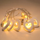 Yeknu 10 LED Love Heart String Lights Valentine's Day Wood Light Garland Led Fairy Lights Wedding Party DIY Decorations Supplies Props