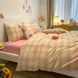 Yeknu Japanese Style 100% Cotton Soft Bedding Set Stripe Printing Duvet Cover with Pillow Case Quilt Cover Bedspread Pillowcases Sets