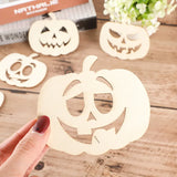 Yeknu 6Pcs Wooden Pumpkin Hanging Crafts Carton Funny Face Ornament For Halloween Party Home Decorations Kids DIY Painting Gifts