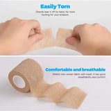 Yeknu 1pc Self Adherent Cohesive Bandage Wrap Stretch Non Woven Self Adhesive Tape - Skin Colour Athletic Elastic Bandage