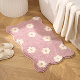 Yeknu Tufting Flower Bathmat Fluffy Floral Rug Flocking Bathroom Tub Side Mat Door Carpet Floor Anti Slip Doormat Home Room Decor