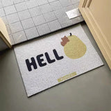 Yeknu Cute Fruit PVC Doormat Cuttable Squirrel Pear House Entrance Welcome Mat Carpet Anti Dust Outdoor Pad Home Room Decor 45x75cm