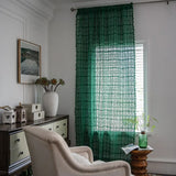 Yeknu American Style Dark Green Vintage Hollowing Crochet Patchwork Window Curtain Blackout Drapes for Living Room Study Curtain