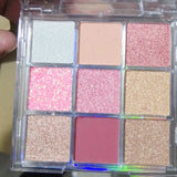 Yeknu Snow Sequin 9-Color Eye Shadow Palette Glitter Snowflake Diamond Pink Eye Shadow Korean Charming Contour Eyes Make Up Palette