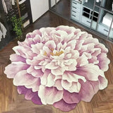 Yeknu Special-Shaped New Flower Soft Floor Mat Purple Peony Art Rug Cushion Rugs For Bedroom Table Living Room Carpet