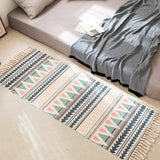 Yeknu Luxurious Bohemian style cotton linen soft carpet handmade tassel carpet living room bedside mat