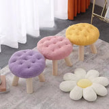 Yeknu Cookie Small Stool Soft Seat Chair Girlish Heart Bedroom Solid Wood Bench Lliving Room Kids Shoe Changing Stool Home Furniture