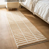 Yeknu Striped Long Plaid Tufted Rug Memories Flocking Carpet Floor Anti Slip Doormat  Bathmat Bedside Rug  Bedroom Cloakroom Bathroom