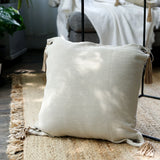 Yeknu Cotton Linen Cushion Cover French Style Pillow Case Tassels Square Back Pad Pillowcase Decorations Home Living Room 45x45cm