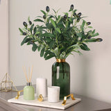 Yeknu 1/3pcs Artificial Olive Leaves Tree Branch Green Plant with Fruit for Home Garden Vase Decoration Wedding Bouquet Silk Flowers