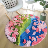 Yeknu Four Seasons Pattern 3d Flocking Home Carpet High Plush Living Room  Area Rug Spring, Summer, Autumn And Winter Tufted Rug