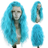 Yeknu Green Loose Body Wave Synthetic Wig Long Wavy Lace Front Wigs for Women Cosplay Costume Party Hair Wig