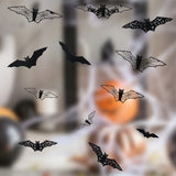 Yeknu Mini Halloween 3D Hollow Bat Wall Stickers Black Bat Sticker Room Decor Party DIY Decals Halloween Horror Bats Removable