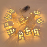 Yeknu 2M 10LED Christmas Wooden House LED Fairy Light String 2025 New Year Home Hanging Garland Xmas Tree Ornaments Decoration Lamp