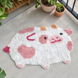 Yeknu Cute Cows Multicolor Rug Digital Printing Technology Simple Housewarming Gift Handmade Non-Slip Decorative Carpet