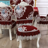 Yeknu Flower Style Chair Covers Rectangle Coffee Table Dining Chair Cushion Tablecloths Luxury Red Embroidered Hemming Table Cover