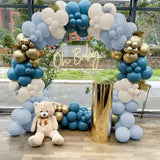 Yeknu 142Pcs Sea Blue Balloon Garland Arch Kit Macaron Blue White Metal Gold Ballons for Boys Men Baby Shower Gender Reveal Decoration