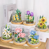 Yeknu Eternal block flower assembly bouquet desktop decoration block flower children's puzzle assembly toy bouquet gift