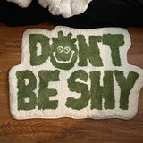 Yeknu Irregular Don'T Be Shy Rug Tufted Soft White Green Letters Bedroom Decor Bedside Rugs Bathroom Door Mat Gaming Carpet