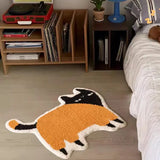 Yeknu Kawaii Tufting Cat Bathroom Mat Soft Cartoon Kids Room Pad Living Area Carpet Anti-slip Hallway Rug Home Nursery Decor 53x70cm