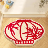 Yeknu Chinese Lantern Tufting Bedroom Rug Red Lucky Gourd Living Room Carpet Area Floor Pad Bathroom Mat Doormat Aesthetic Home Decor