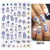 Yeknu - 3D Purple Blue Evil Eyes Nail Art Stickers Snake Flame Star Sliders Decoration Cute Grasshopper Animal Gel Polish Decals FBEB173