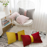 Yeknu Ins Bowknot Waist Pillow Case Cute Princess Soft Velvet Cushion Cover Nordic Sofa Chair Decorative Pillow Cover 30X50Cm