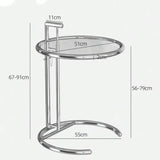 Yeknu Nordic C-shaped Coffee Table Stainless Steel Glass Lift Sofa Corner End Table Adjustable Lift Desk Living Room Furniture