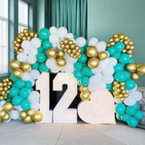 Yeknu 112Pcs Tiffany Blue Balloon Garland Arch Kit Turquoise Chrome Gold Latex Party Balloons for Boys Birthday Baby Shower Decoration