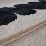 Yeknu Black White Tufting Bedside Rug Soft Geometric Bathmat Bedroom Carpet Cloakroom Mat Floor Pad Tidy Aesthetic Home Decor