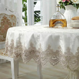 Yeknu European Style Round Tablecloth, Elegant Lace Tablecloth, Dining Table Cloth, Kitchen Table Cover, Decorative Towel