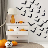 Yeknu 16pcs Halloween 3D Black Bat Wall Stickers Removable Halloween DIY Wall Decal Halloween Party Decoration Horror Bats Stickers