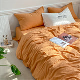 Yeknu INS Style Bedding Comforter Cover Set with Pillowcase bed sheet Single Full Bed Linen Orange Duvet Cover Queen/King Double Bed