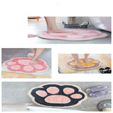 Yeknu Cartoon Cat Paw Flocking Carpet Floor Mat Household Bedroom Toilet Bathroom Non-slip Mat Absorbent Foot Mat