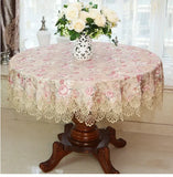 Yeknu European Style Round Tablecloth, Elegant Lace Tablecloth, Dining Table Cloth, Kitchen Table Cover, Decorative Towel