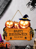 Yeknu Happy Halloween Wooden Sign, Pumpkin With Hat Wooden Sign, Suitable For Home, Wall, Room,Cafe, Shop, Party, Holiday Decoration