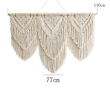 Yeknu Handwoven Macrame Tassel Pendant Wall Hanging  Tapestry  with  Wooden Stick Hand-Woven Bohemia Tassel Curtain Tapest