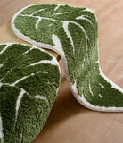 Yeknu Green Leaf Shape Palm Tree Tufted Rug Soft Plush Carprt Floormat Bedside Rug Room Decor Non-slip Absorbent Bathroom Floor Mat