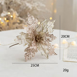 Yeknu 1PC Christmas Gold Silver Imitation Flower Xmas Tree Sequins Artificial Flowers DIY Ornaments for Festival Party New Year Decor